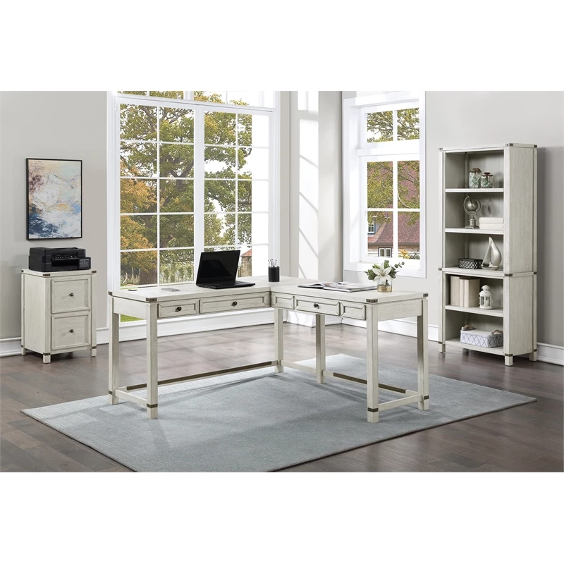 Baton Rouge L-Shape Desk In Champagne Oak Finish Engineered Wood 6 Baton Rouge L-Shape Desk In Champagne Oak Finish Engineered Wood - Image 4