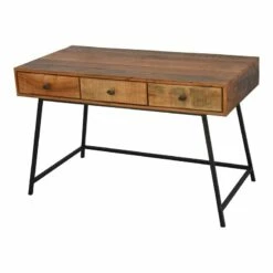 Moti Anaheim 47" Mid-Century Metal/Solid Wood Student Desk In Natural