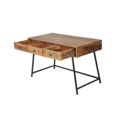 Moti Anaheim 47" Mid-Century Metal/Solid Wood Student Desk In Natural -CYMAX Sales 2216251 5 L