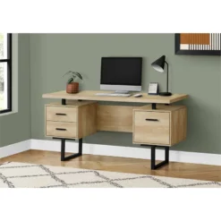 Computer Desk Home Office Laptop Storage Drawers 60"L Work Metal Natural -CYMAX Sales 2216798 5 L