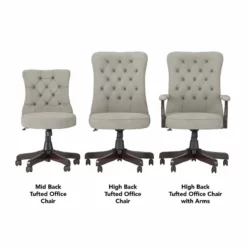 Arden Lane High Back Tufted Office Chair With Arms In Light Gray Fabric -CYMAX Sales 2218164 12 L