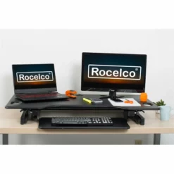 Rocelco 46" Large Height Adjustable Standing Desk Converter - Black -CYMAX Sales 2221927 7 L
