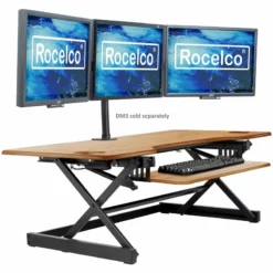 Rocelco 46" Large Height Adjustable Standing Desk Converter - Teak Wood Grain -CYMAX Sales 2221930 2221931 L
