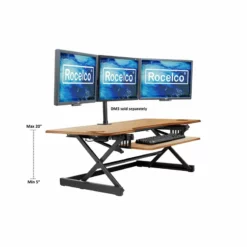 Rocelco 46" Large Height Adjustable Standing Desk Converter - Teak Wood Grain -CYMAX Sales 2221930 4 L