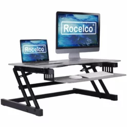 Rocelco 37.5" Deluxe Height Adjustable Standing Desk Converter - Gray (R DADRG)