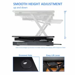 32" Height Adjustable Standing Desk Converter In Black (R EADRB2) -CYMAX Sales 2221936 2 L