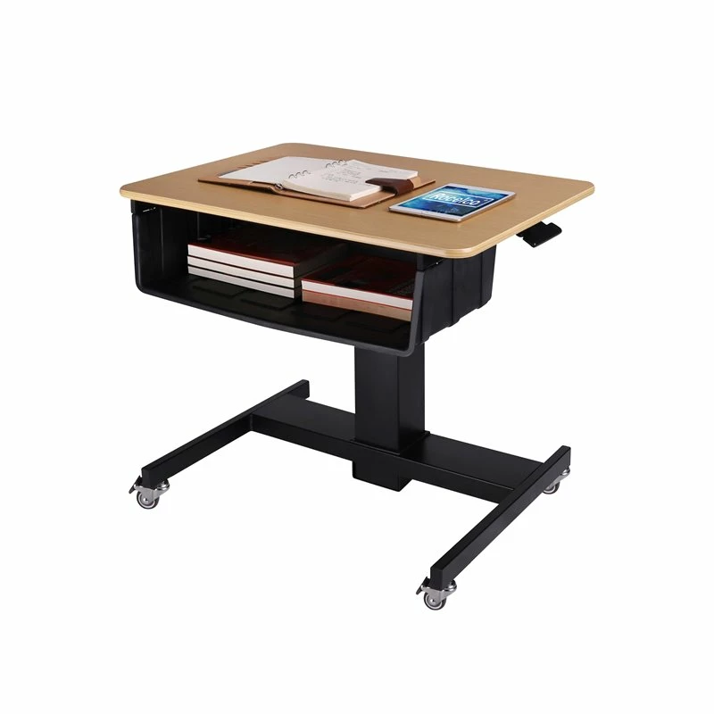 28" Adjustable Mobile School Standing Desk & Book Box Bundle In Wood Grain/Black 7 28" Adjustable Mobile School Standing Desk & Book Box Bundle In Wood Grain/Black - Image 5