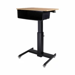 28" Adjustable Mobile School Standing Desk & Book Box Bundle In Wood Grain/Black 13 28" Adjustable Mobile School Standing Desk & Book Box Bundle In Wood Grain/Black -CYMAX Sales 2221945 5 L