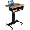 28" Adjustable Mobile School Standing Desk & Book Box Bundle In Wood Grain/Black