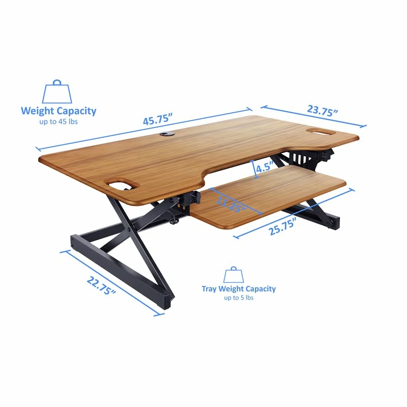 46" Large Adjustable Standing Desk Converter/Triple Monitor Mount Bundle - Teak 6 46" Large Adjustable Standing Desk Converter/Triple Monitor Mount Bundle - Teak - Image 4