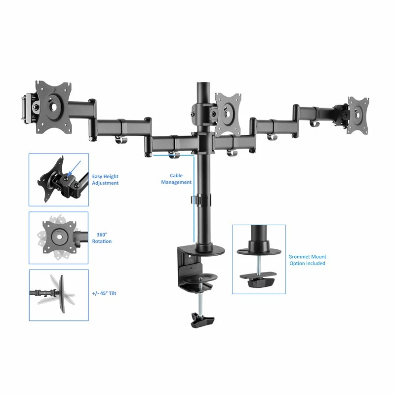 46" Large Adjustable Standing Desk Converter/Triple Monitor Mount Bundle - Teak 8 46" Large Adjustable Standing Desk Converter/Triple Monitor Mount Bundle - Teak - Image 6