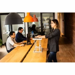 Rocelco 19" Stainless Steel Portable Standing Desk Riser Converter In White -CYMAX Sales 2222251 5 L