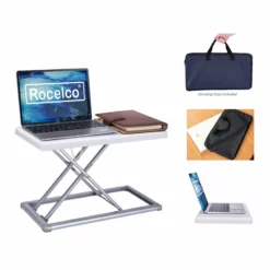 Rocelco 19" Stainless Steel Portable Standing Desk Riser Converter In White -CYMAX Sales 2222251 8 L