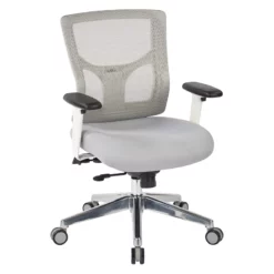 Pro Grid Gray Mesh Fabric Mid Back Chair With 2-Way Adjustable Arms