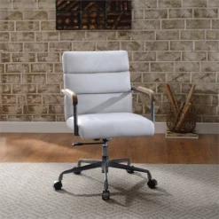 ACME Halcyon Leather Adjustable Height Swivel Office Chair In Vintage White 15 ACME Halcyon Leather Adjustable Height Swivel Office Chair In Vintage White -CYMAX Sales 2225587 3 L