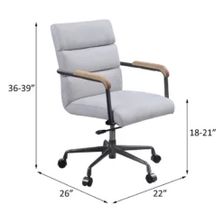 ACME Halcyon Leather Adjustable Height Swivel Office Chair In Vintage White 16 ACME Halcyon Leather Adjustable Height Swivel Office Chair In Vintage White -CYMAX Sales 2225587 4 L