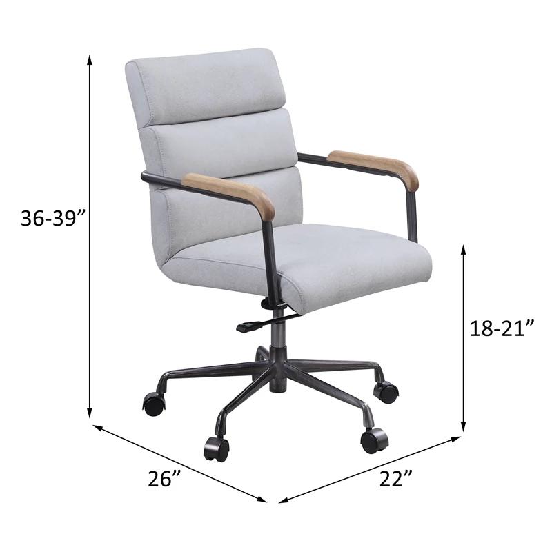 ACME Halcyon Leather Adjustable Height Swivel Office Chair In Vintage White 7 ACME Halcyon Leather Adjustable Height Swivel Office Chair In Vintage White - Image 5