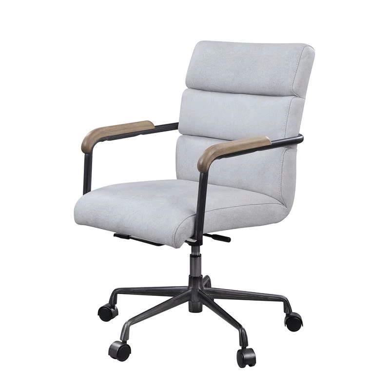 ACME Halcyon Leather Adjustable Height Swivel Office Chair In Vintage White 4 ACME Halcyon Leather Adjustable Height Swivel Office Chair In Vintage White - Image 2