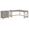Scranton & Co L-Shaped Engineered Wood Desk With File Cabinet In Washed Gray -CYMAX Sales 2226144 L