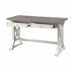 Coast To Coast Imports Bar Harbor II Solid Wood Cream 2-Drawer Writing Desk -CYMAX Sales 2230168 6 L