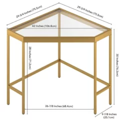 Henn&Hart 42" Brass Finish Metal/Glass Home Office -CYMAX Sales 2241973 2 L