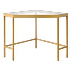 Henn&Hart 42" Brass Finish Metal/Glass Home Office -CYMAX Sales 2241973 4 L