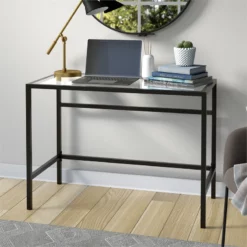 Henn&Hart 42" Blackened Bronze Metal/Glass Home Office 28 Henn&Hart 42" Blackened Bronze Metal/Glass Home Office -CYMAX Sales 2241978 2 L