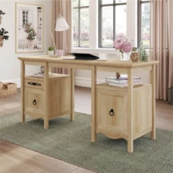 Sauder Adaline Cafe Engineered Wood Executive Desk In Oak 19 Sauder Adaline Cafe Engineered Wood Executive Desk In Oak -CYMAX Sales 2242777 2 L