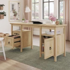 Sauder Adaline Cafe Engineered Wood Executive Desk In Oak 20 Sauder Adaline Cafe Engineered Wood Executive Desk In Oak -CYMAX Sales 2242777 3 L