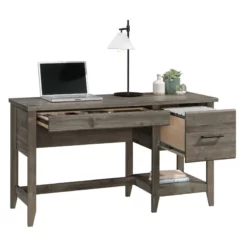 Sauder Summit Station Engineered Wood Single Pedestal Desk In Pebble Pine -CYMAX Sales 2242787 2 L