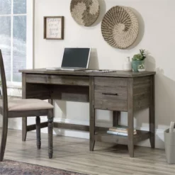 Sauder Summit Station Engineered Wood Single Pedestal Desk In Pebble Pine -CYMAX Sales 2242787 3 L