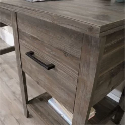 Sauder Summit Station Engineered Wood Single Pedestal Desk In Pebble Pine -CYMAX Sales 2242787 7 L