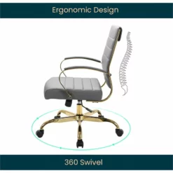 LeisureMod Benmar Modern Adjustable Leather Office Chair In Gray -CYMAX Sales 2243115 9 L 1