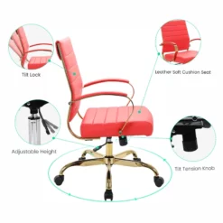 LeisureMod Benmar Modern Adjustable Leather Office Chair In Red -CYMAX Sales 2243116 8 L