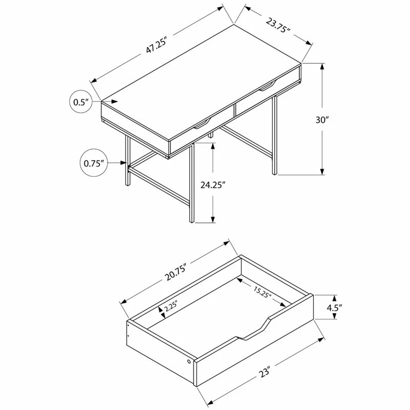 Computer Desk Home Office Laptop 48"L Work Metal White Marble Look 22 Computer Desk Home Office Laptop 48"L Work Metal White Marble Look - Image 20