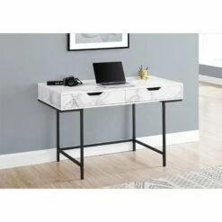 Computer Desk Home Office Laptop 48"L Work Metal White Marble Look 31 Computer Desk Home Office Laptop 48"L Work Metal White Marble Look -CYMAX Sales 2245929 1 L