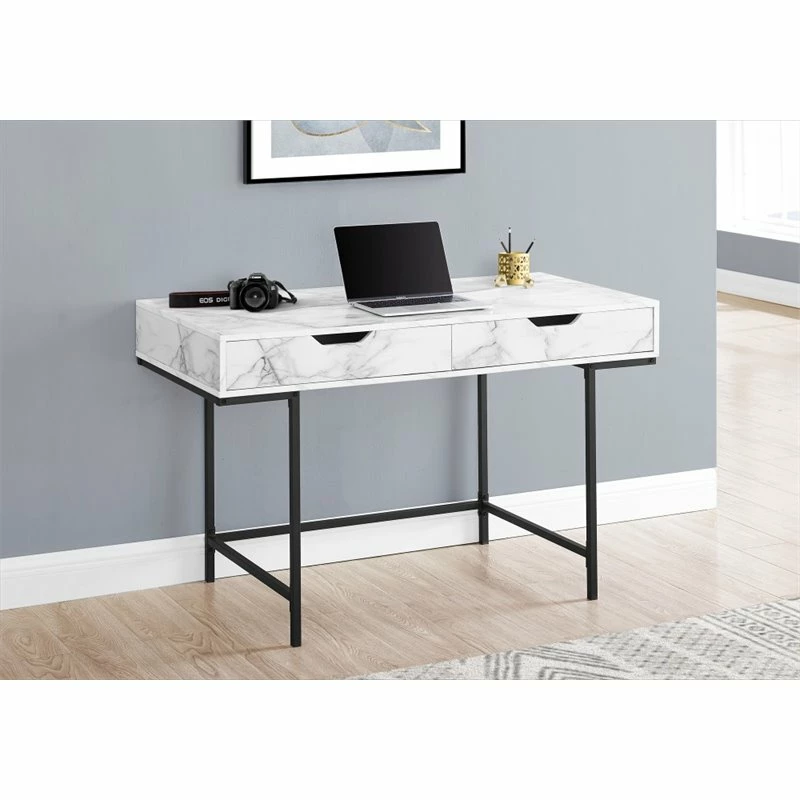Computer Desk Home Office Laptop 48"L Work Metal White Marble Look 12 Computer Desk Home Office Laptop 48"L Work Metal White Marble Look - Image 10