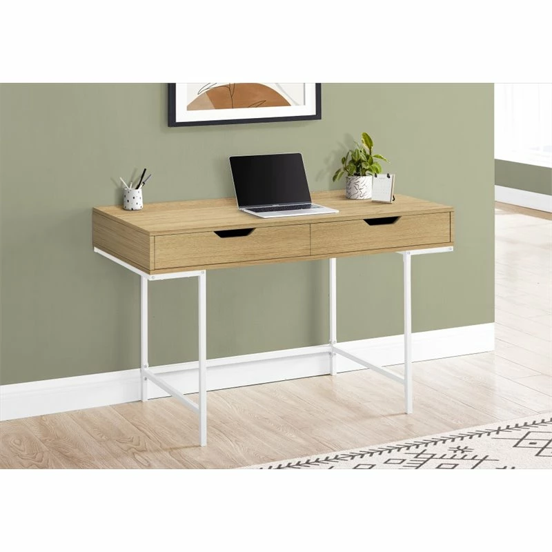 Computer Desk Home Office Laptop 48"L Work Metal White Marble Look 4 Computer Desk Home Office Laptop 48"L Work Metal White Marble Look - Image 2