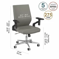 Move 40 Series Mid Back Leather Office Chair In Washed Gray - Bonded Leather -CYMAX Sales 2249857 12 L