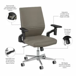 Move 40 Series Mid Back Leather Office Chair In Washed Gray - Bonded Leather -CYMAX Sales 2249858 2 L