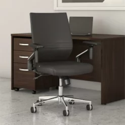 Easy Office Mid Back Leather Desk Chair In White -CYMAX Sales 2250178 1 L