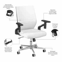 Easy Office Mid Back Leather Desk Chair In White -CYMAX Sales 2250179 9 L