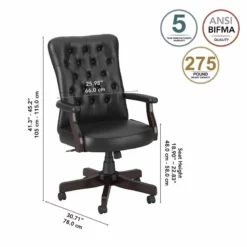 Salinas High Back Tufted Office Chair With Arms In Black Leather 34 Salinas High Back Tufted Office Chair With Arms In Black Leather -CYMAX Sales 2250365 5 L