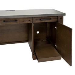 Rustic Home Office Desk Writing Table Wood Credenza Brown Concrete Top -CYMAX Sales 2250716 5 L
