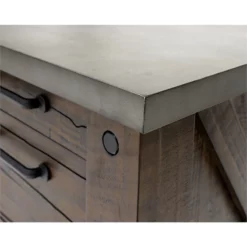 Rustic Home Office Desk Writing Table Wood Credenza Brown Concrete Top -CYMAX Sales 2250716 8 L