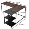 Industrial L-Shaped Computer Desk Brown Walnut Color High Density Particle Board