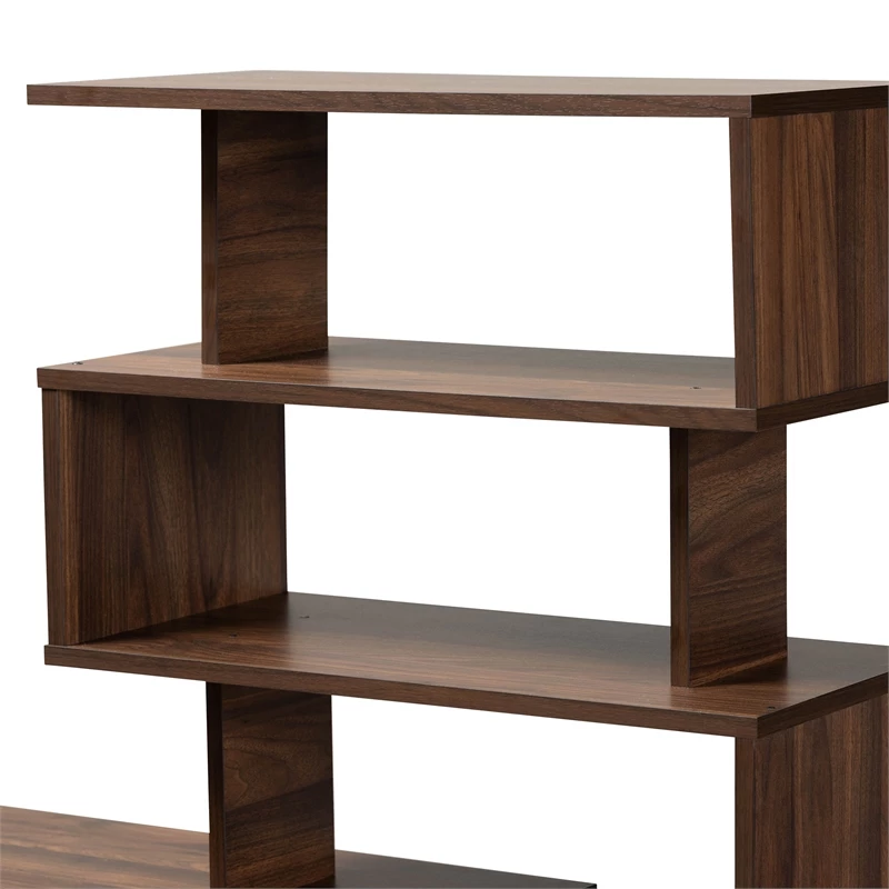 Baxton Studio Foster Brown Finished Wood Storage Desk With Shelves 5 Baxton Studio Foster Brown Finished Wood Storage Desk With Shelves - Image 3