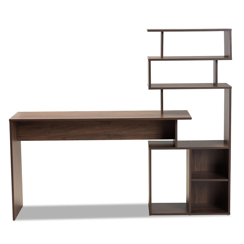 Baxton Studio Foster Brown Finished Wood Storage Desk With Shelves 8 Baxton Studio Foster Brown Finished Wood Storage Desk With Shelves - Image 6