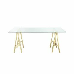 Pangea Home Brady Metal Desk With Glass In Polished Gold -CYMAX Sales 2252737 1 L