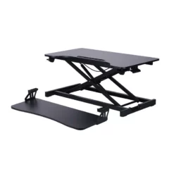 Rocelco Standing Desk Converter 31.5 In Dual Monitor Riser W/Tablet Mount Black -CYMAX Sales 2258611 2 L
